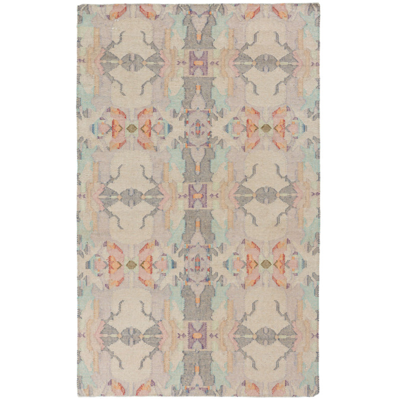 Dash and Albert Rugs Chapel Flatweave Ikat Area Rug in Gray/Pink/Beige